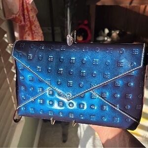 Vintage Arcadia Patent Leather Blue Clutch